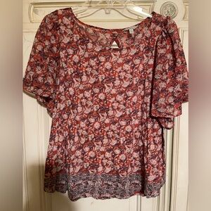 Lucky Brand Red Floral Blouse
